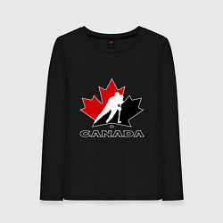 Лонгслив хлопковый женский Canada, цвет: черный