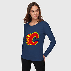 Лонгслив хлопковый женский Calgary Flames, цвет: тёмно-синий — фото 2