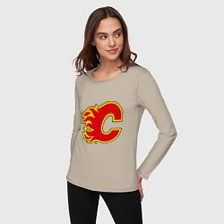 Лонгслив хлопковый женский Calgary Flames, цвет: миндальный — фото 2