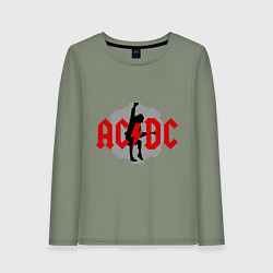 Лонгслив хлопковый женский AC/DC: Angus Young, цвет: авокадо