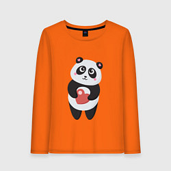Лонгслив хлопковый женский Панда с сердечком, цвет: оранжевый
