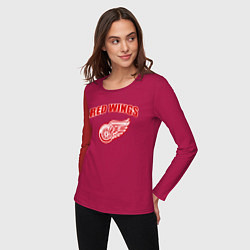 Лонгслив хлопковый женский Detroit Red Wings, цвет: маджента — фото 2