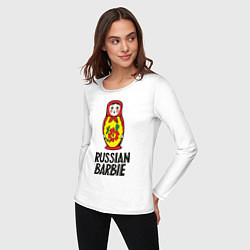 Лонгслив хлопковый женский Russian Barbie, цвет: белый — фото 2