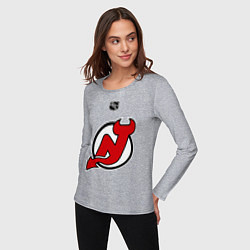 Лонгслив хлопковый женский New Jersey Devils: Kovalchuk 17, цвет: меланж — фото 2