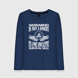 Лонгслив хлопковый женский Swimming, цвет: тёмно-синий