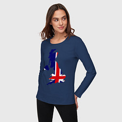 Лонгслив хлопковый женский Великобритания (Great Britain), цвет: тёмно-синий — фото 2