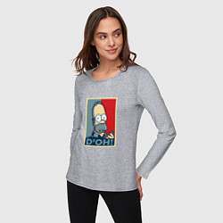 Лонгслив хлопковый женский D'oh Poster, цвет: меланж — фото 2