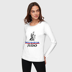 Лонгслив хлопковый женский Russia judo, цвет: белый — фото 2