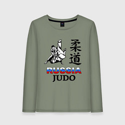 Лонгслив хлопковый женский Russia Judo, цвет: авокадо
