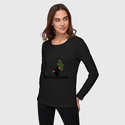 Лонгслив хлопковый женский Vegetarian (Вегетерианство), цвет: черный — фото 2