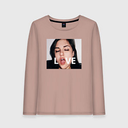 Лонгслив хлопковый женский Sasha Grey LOVE, цвет: пыльно-розовый