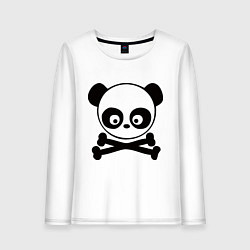 Лонгслив хлопковый женский Skull panda, цвет: белый