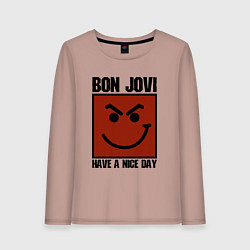 Лонгслив хлопковый женский Bon Jovi: Have a nice day, цвет: пыльно-розовый