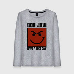 Лонгслив хлопковый женский Bon Jovi: Have a nice day, цвет: меланж