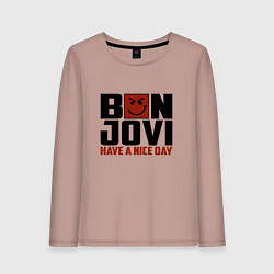 Лонгслив хлопковый женский Bon Jovi: Nice day, цвет: пыльно-розовый