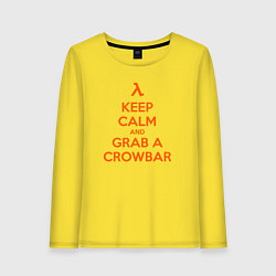 Лонгслив хлопковый женский Keep Calm & Grab a Crowbar, цвет: желтый
