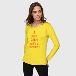 Лонгслив хлопковый женский Keep Calm & Grab a Crowbar, цвет: желтый — фото 2
