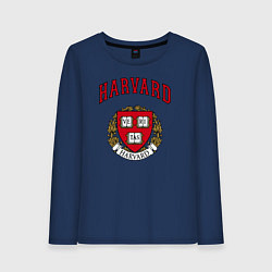 Лонгслив хлопковый женский Harvard university, цвет: тёмно-синий