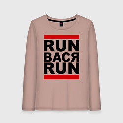 Лонгслив хлопковый женский Run Вася Run, цвет: пыльно-розовый