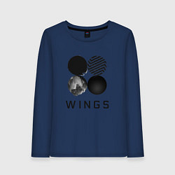 Лонгслив хлопковый женский BTS Wings, цвет: тёмно-синий