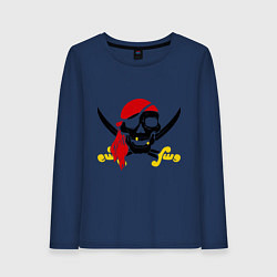 Лонгслив хлопковый женский Пиратская футболка, цвет: тёмно-синий