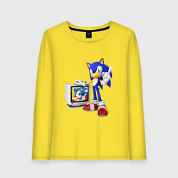 Лонгслив хлопковый женский Sonic TV, цвет: желтый