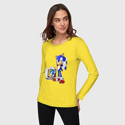 Лонгслив хлопковый женский Sonic TV, цвет: желтый — фото 2