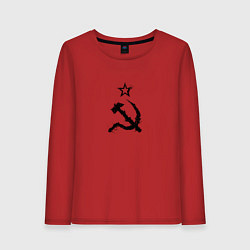 Лонгслив хлопковый женский СССР: Серп и молот, цвет: красный