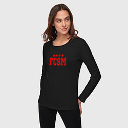 Лонгслив хлопковый женский FCSM Club, цвет: черный — фото 2
