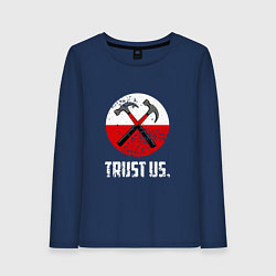 Лонгслив хлопковый женский Trust us, цвет: тёмно-синий