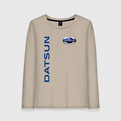 Лонгслив хлопковый женский Datsun логотип с эмблемой, цвет: миндальный