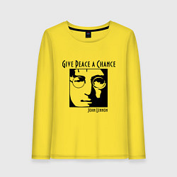 Лонгслив хлопковый женский Give Peace a Chance, цвет: желтый