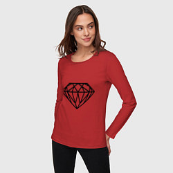 Лонгслив хлопковый женский SWAG Diamond, цвет: красный — фото 2