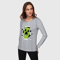 Лонгслив хлопковый женский Crash Minecraft, цвет: меланж — фото 2