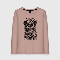 Лонгслив хлопковый женский Slayer Skulls, цвет: пыльно-розовый