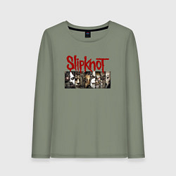 Лонгслив хлопковый женский Slipknot Faces, цвет: авокадо