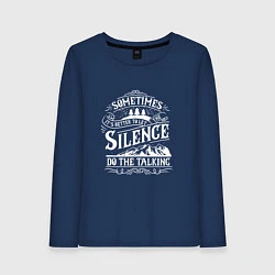 Лонгслив хлопковый женский Silence do the talking, цвет: тёмно-синий