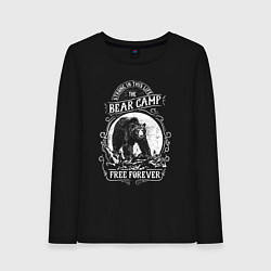 Лонгслив хлопковый женский Bear Camp Free Forever, цвет: черный