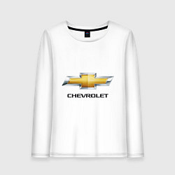 Лонгслив хлопковый женский Chevrolet логотип, цвет: белый
