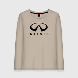 Лонгслив хлопковый женский Infiniti logo, цвет: миндальный