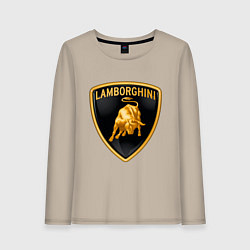 Лонгслив хлопковый женский Lamborghini logo, цвет: миндальный