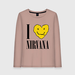 Лонгслив хлопковый женский I love Nirvana, цвет: пыльно-розовый