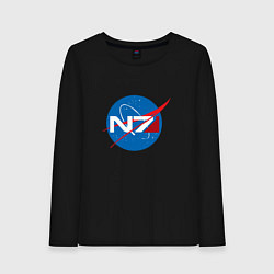 Лонгслив хлопковый женский NASA N7, цвет: черный