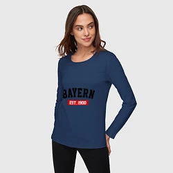 Лонгслив хлопковый женский FC Bayern Est. 1900, цвет: тёмно-синий — фото 2
