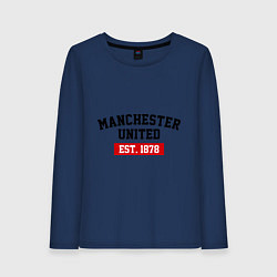 Лонгслив хлопковый женский FC Manchester United Est. 1878, цвет: тёмно-синий