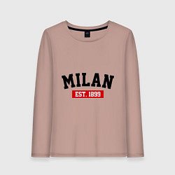 Лонгслив хлопковый женский FC Milan Est. 1899, цвет: пыльно-розовый