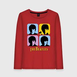 Лонгслив хлопковый женский The Beatles: pop-art, цвет: красный