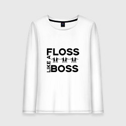 Лонгслив хлопковый женский Floss like a boss, цвет: белый