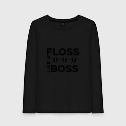 Лонгслив хлопковый женский Floss like a boss, цвет: черный