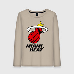 Лонгслив хлопковый женский Miami Heat-logo, цвет: миндальный